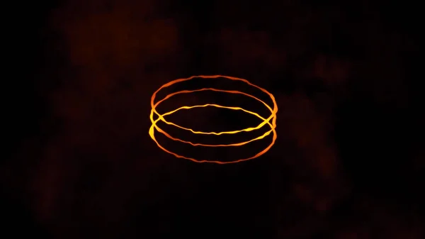 Colorful circle energy line with smoke on isolated black background.