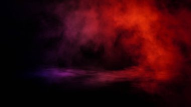 Soyut mavi ve kırmızı duman buhar bir arka plan üzerinde hareket eder. Aromaterapi kavramı.