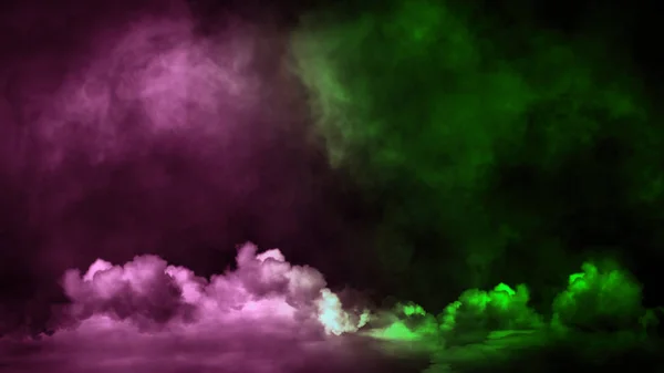 Niebla verde y rosa y efecto niebla sobre fondo aislado para texto o espacio. Superposiciones de textura de humo . — Foto de Stock