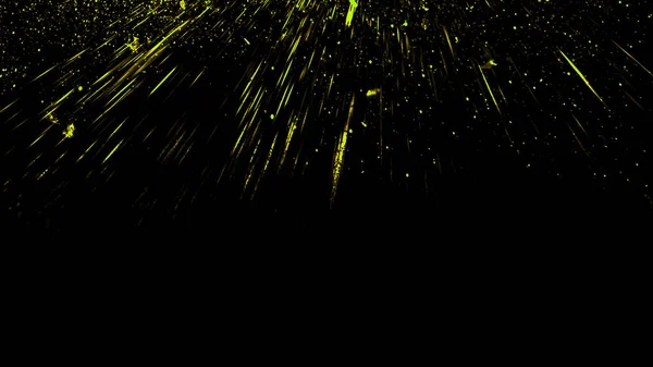 Kleurrijke deeltjes effect stof puin geïsoleerd op zwarte achtergrond, motion poeder spray barsten in donkere textuur — Stockfoto