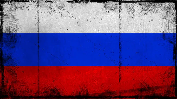 ロシアのヴィンテージ古い旗。アートテクスチャはロシアの国旗を描いた。デザイン要素. — ストック写真
