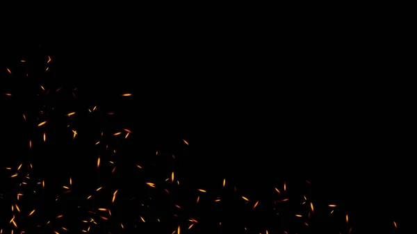 Fire embers particles texture overlays . Burn effect on isolated black background.