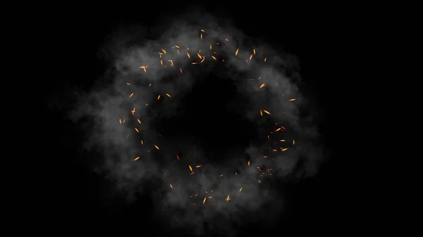 Fire embers particles texture overlays . Burn effect on isolated black background.