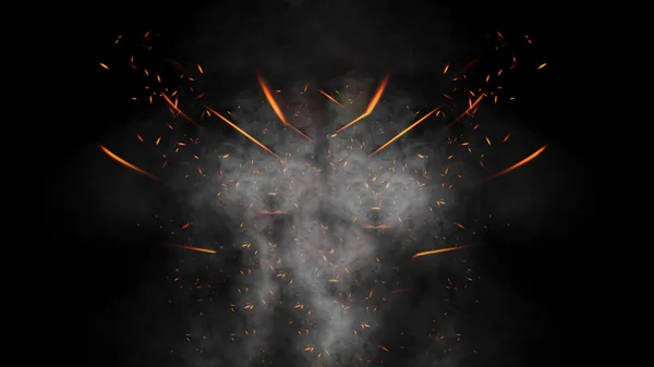 Fire embers particles texture overlays . Burn effect on isolated black background.