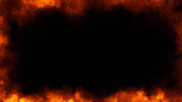 A valódi tűz lángjai éget a mozgást füst. Szegély textúra átfedések. Dizájn elem. — Stock Fotó