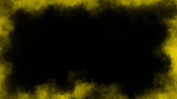 Textura de fumo na fronteira. Elemento de design. Amarelo linha moldura ornamento sobrepõe textura — Fotografia de Stock