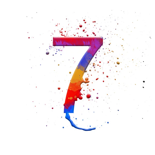 Nummer 3 Illustration auf isoliertem weißem Hintergrund. Aquarell-Alphabet-Symbol mit Splatter. Gestaltungselement. — Stockfoto