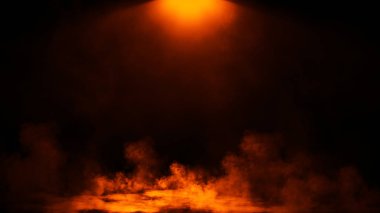 Soyut yangın ışık etkisi ile duman. Doku bindirmeleri spotlighting aydınlatma.