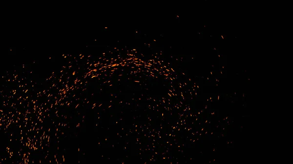 完美的火粒子燃烧纹理 文本或空间背景上的抽象飞行闪烁着的光芒 — 图库照片