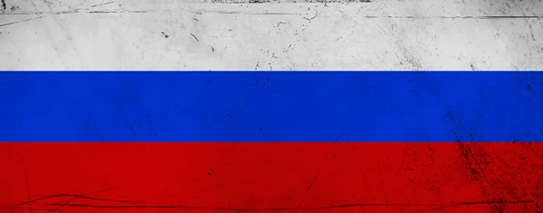 Vintage Old Flag Russia Art Texture Painted Russian National Flag — Stock Photo, Image