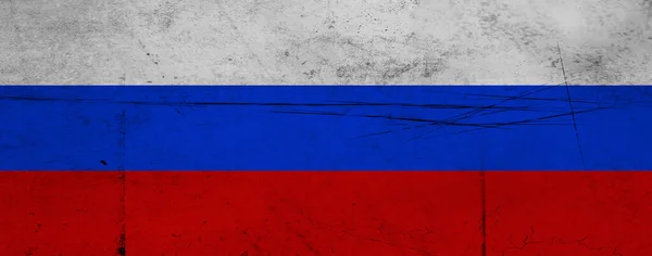 Vintage Old Flag Russia Art Texture Painted Russian National Flag — Stock Photo, Image