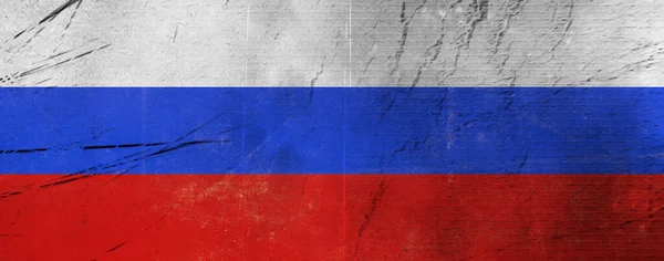 Stará Ruská Vlajka Umělecká Textura Malovaná Ruskou Národní Vlajkou Stock — Stock fotografie