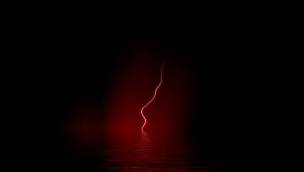 Abstract Realistic Nature Red Lightning Thunder Background Bright Curved Line — Stock Photo, Image