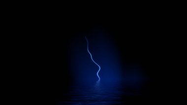 Soyut gerçekçi doğa mavi şimşek arka planı. İzole dokular üzerindeki parlak kıvrımlı çizgi. Suyun yansıması. Stok illüstrasyonu.