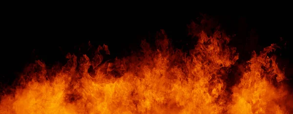 Panoramatický Pohled Oheň Izolovaném Pozadí Perfektní Výbuch Efekt Pro Dekoraci — Stock fotografie