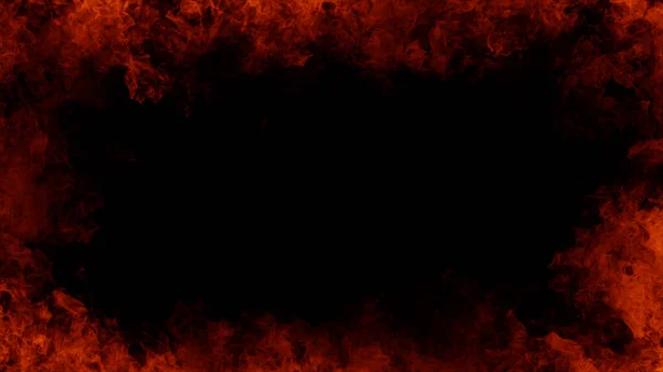 本物の炎の燃焼運動煙のフレーム 境界線の隔離されたテクスチャオーバーレイ 映画効果 ストックイラスト — ストック写真