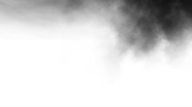 İzole edilmiş arka planda sis ve sis etkisi. Duman kimyası, gizemli doku örtüleri.