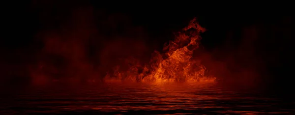 Panoramiczny Ogień Widokowy Odizolowanym Tle Doskonały Efekt Eksplozji Dekoracji Przykrycia — Zdjęcie stockowe
