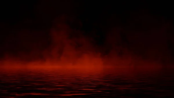 Mystic Red Fire Smoke Abstract Background Paranormal Chemistry Fog Reflection — Stock Photo, Image