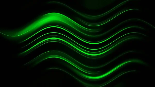 抽象的な背景の上に動きにぼやけた光の縞を光る 緑の光線 光を導く 未来の技術 輝きのあるダイナミックなシーン ネオンフレア 魔法の動きの速い行 光る壁紙 — ストック写真