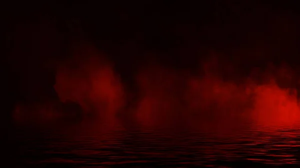 Mystic Red Fire Smoke Abstract Background Paranormal Chemistry Fog Reflection — Stock Photo, Image