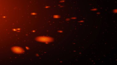 Uçan ateş parçacık dokusu örtülerini yakar. İzole edilmiş siyah arkaplanda yanık enkazı etkisi.