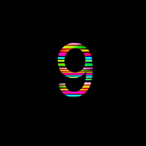Illustrazione Numero Rainbow Sfondo Nero Isolato Simbolo Astratto Dell Alfabeto — Foto Stock