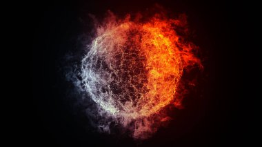 Soyut bulanık pleksus etkisi arka planı. Ateş Gezegeni Dünya parçacıklarla dolu. Hareketli çizgiler ve noktalarla karışık iletişim teknolojisi ağı. Teknolojik bağlantı fütüristik web konsept dokusu.