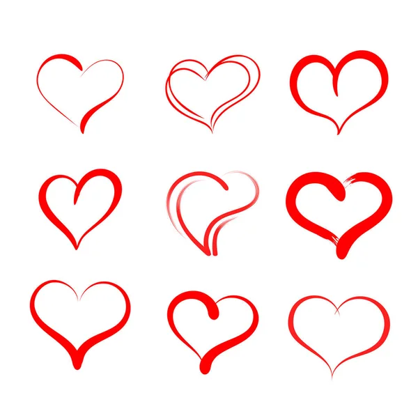 手描きの心 ベクトル グランジ ハート アイコンのセットです バレンタインの日のデザイン要素です Web サイト ポスター プラカード — ストックベクタ
