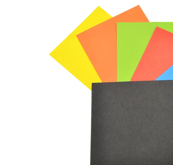 stack of colorful note card isolated on white background