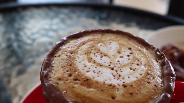 Латте Кофе Breadfast — стоковое видео