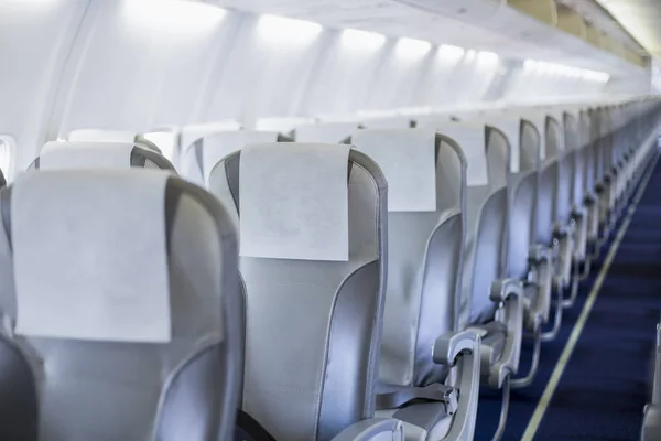Perspective view of empty aircraft seats