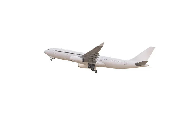 Білий Пасажирський Літак Злітає — стокове фото