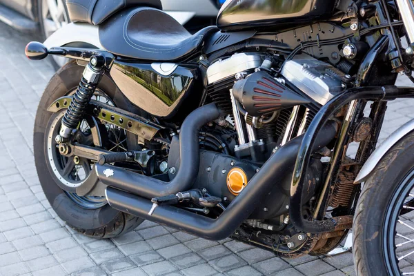 Motor Motocicleta Cromado Forte Aparecendo Turquia — Fotografia de Stock