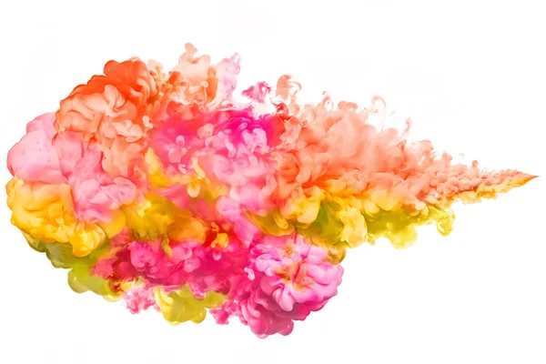 Closeup Colourful Ink Water White Background Copy Space Rainbow Colors — Stock Photo, Image