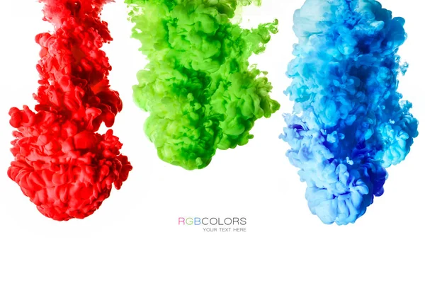 Colorful Inks Water Isolated White Background Paint Texture Rainbow Colors — Stock Photo, Image