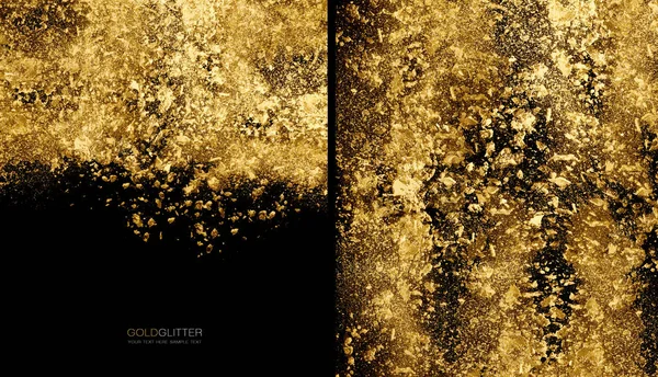 Copos Dorados Polvo Dorado Sobre Fondo Negro Concepto Abstracto Fondo — Foto de Stock