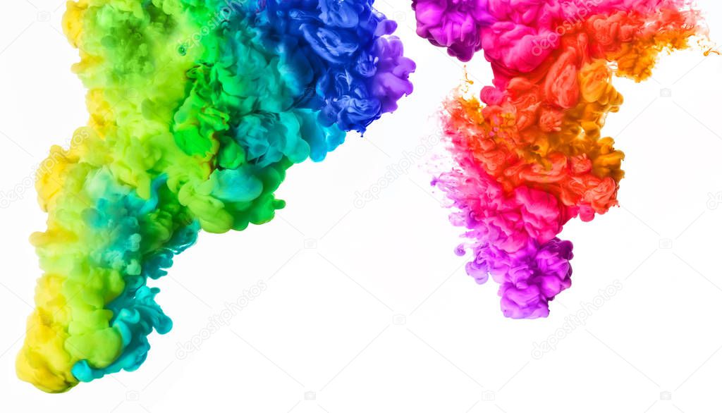 Rainbow of Acrylic Ink in Water. Color Explosion. Colours festiv