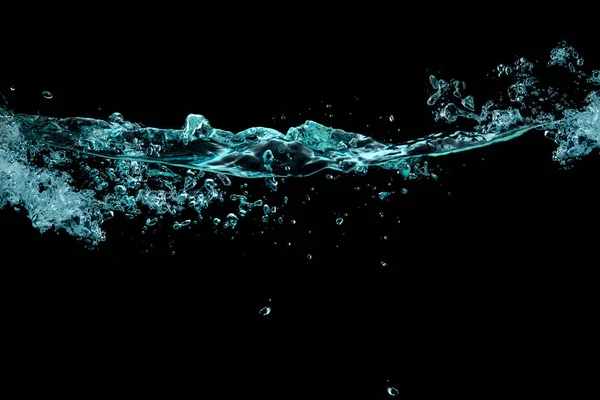 Turbulensi, percikan dan gelembung pada permukaan cair. waterline ov — Stok Foto