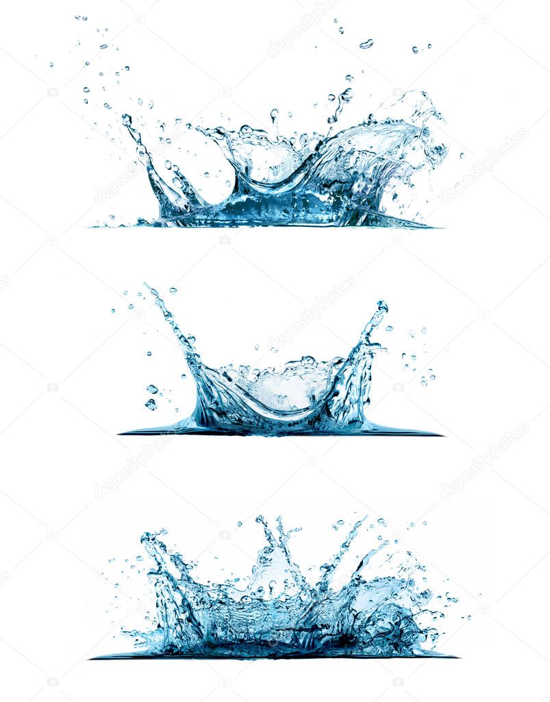 Water splash set isolated on white background