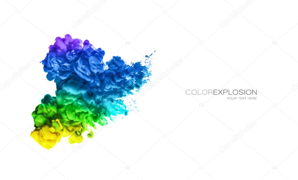 Rainbow of Acrylic Ink in Water. Color Explosion