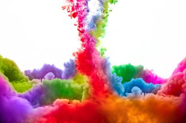 Rainbow su akrilik mürekkep. renk patlaması
