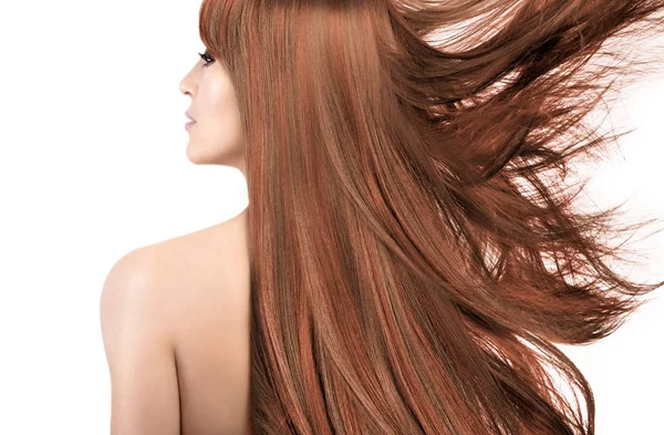 Schoonheidsmodel met prachtig lang haar met highlights. Kleurstoffen — Stockfoto