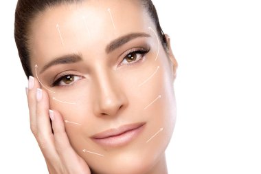 Güzellik Yüzlü Spa Kadını. Cerrahi ve Yaşlanma Karşıtı Konsept