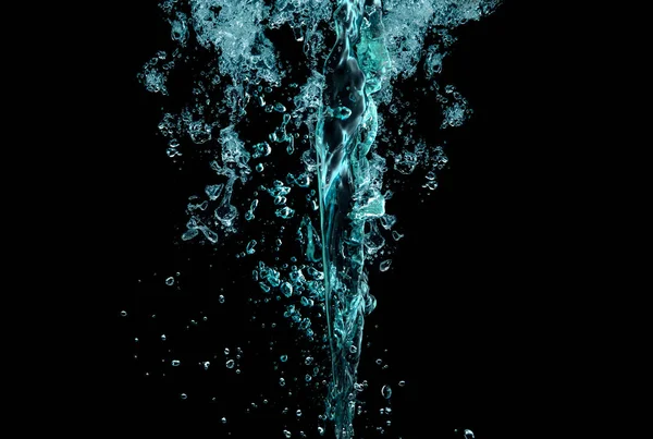 Colorful water jet on black background