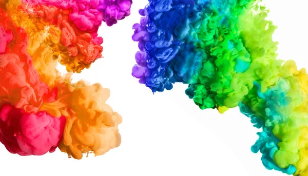 Rainbow of Acrylic Ink in Water. Explosión de color. Colores festiv — Foto de Stock