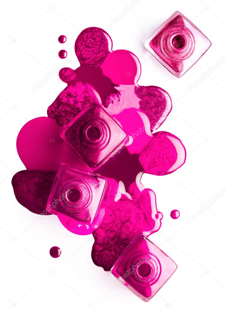 Nail art concept. Colorful pink nail polish