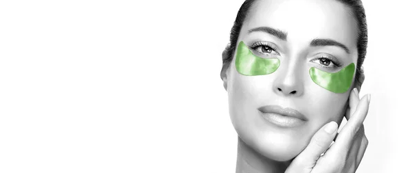 Cucumber Hydrogel Patches Beauty Face Woman Healthy Clean Skin Using — Stock Photo, Image