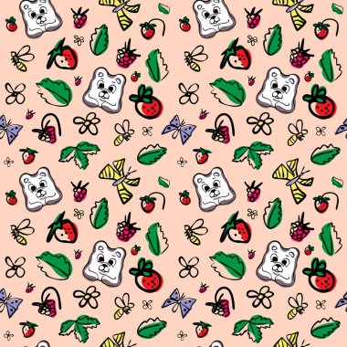 Sevimli ayı ile vektör seamless modeli