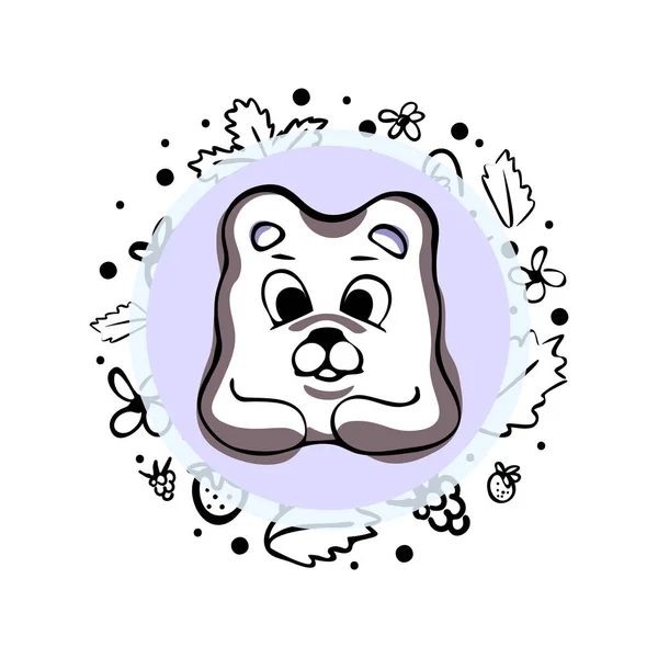 Vector illustration with cute bear on a white background — Stock Vector
